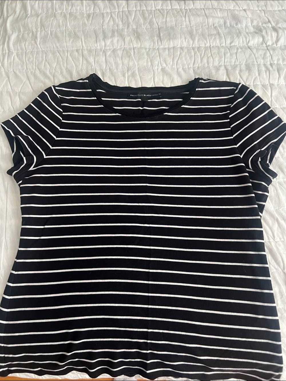 White House Black Market Black & White Striped Short Sleeve Tee